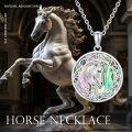 wholesale 925 Sterling Silver Celtic Knot Abalone Shell Horse Head Pendant Necklace - Gifts for Her-0-5