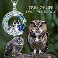 wholesale 925 Sterling Silver Blue Crystal Owl Family Tree of Life Moon Pendant Necklace for Women-0-4