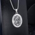 wholesale Sterling Silver Saint Medal Oval Necklace for Men Women Religious Jewelry-0-7