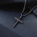 wholesale Sterling Silver Stainless Steel Men s Cross Necklace 22 +2 Chain Gift-0-8