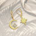 wholesale 14K Gold Star and Crescent Moon Drop Earrings Leverback s for Women-0-2