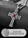 wholesale 925 Sterling Silver Garnet Celtic Cross Necklace for Men 22 +2 Chain-0-3