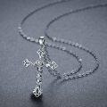 wholesale 925 Sterling Silver Rose Cross Pendant Necklace for Women (A-Rose Cross Necklace)-0-1