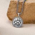 wholesale 925 Sterling Silver Wolf Paw Print Pendant Necklace  for Men Norse Viking Jewelry-0-2