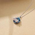 wholesale 925 Sterling Silver Rainbow Crystal Rose Flower Sisters Circle Pendant Necklace-0-4