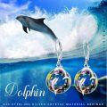 wholesale S925 Sterling Silver Crystal Dolphin Earrings for Ocean Sea Animal Lover Women-0-3