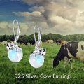 wholesale 925 Sterling Silver Rainbow Moonstone Cow Drop Earrings for Women Girls-0-2
