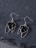 wholesale 925 Sterling Silver Gothic Witch's Heart Black Rose Pendant Drop Earrings Halloween s for Her-0-1