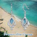 wholesale 925 Sterling Silver Blue Turquoise Teardrop Dangle Earrings with CZ Accents and Filigree Design-0-4