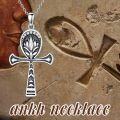 wholesale 925 Sterling Silver Ankh Cross Pendant with Black and White CZ Stones for Women's s-0-1