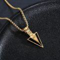 wholesale Gold 925 Sterling Silver Viking Arrowhead Pendant Necklace for Men with Black Enamel and Norse Knot Design-0-1