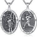 wholesale 925 Sterling Silver Baseball Athlete Protection Saint Sebastian Medal Pendant Necklace for Men-0-0