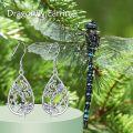 wholesale  925 Sterling Silver & Abalone Shell Dragonfly Drop Earrings, 14x38mm, Lead & Nickel Free, Hypoallergenic, Gift for Women-0-5