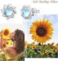wholesale 925 Sterling Silver Rainbow Moonstone Flower Stud Earrings - Cute Mouse Design Gifts for Women and Girls-0-5