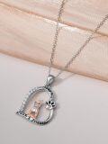wholesale 925 Sterling Silver Heart Pendant with Dog and Paw Print Charm Necklace for Women - Always & Forever Love You s-0-5