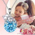 wholesale 14K Gold Pink Crystal Black Cat Pendant Necklace for Women Cats Lover-0-349