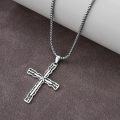 wholesale 925 Sterling Silver Mens Black Cross Necklace with Turquoise Pendant-0-2