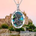 wholesale 925 Sterling Silver Saint Michael Abalone Shell Oval Pendant Necklace-0-4