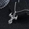 wholesale 925 Sterling Silver Black Stone Fishing Hook & Deer Antlers Mens Cross Necklace Hunt  for Him-0-2