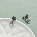 wholesale 925 Sterling Silver Black Rose Heart Moon Star Drop Dangle Charm Stud Earrings  for Women Girls-0-2