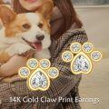wholesale 14k Gold Animal Paw Print Cubic Zirconia Stud Earrings-0-5