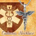 wholesale 925 Sterling Silver Caduceus Phoenix Pendant Necklace  for Men - Medical Theme s-0-4