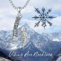 wholesale 925 Sterling Silver Turquoise Viking Axe Pendant Necklaces for Women and Men-0-1