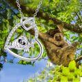 wholesale 925 Sterling Silver Heart-Shaped Sloth Pendant Necklace with Cubic Zirconia Gifts for Her-0-5