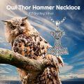 wholesale 925 Sterling Silver Owl Thors Hammer Pendant with Star of David and Wolf Head on 3mm/4MM  Cable Chain for Men & Women (Length: 60CM)-0-4