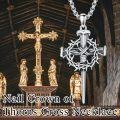 wholesale 925 Sterling Silver Oxidized Crown Of Thorns Nail Cross Pendant Necklace-0-1