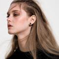 wholesale 925 Sterling Silver Round Black Zircon Stud Earrings For Women-0-3