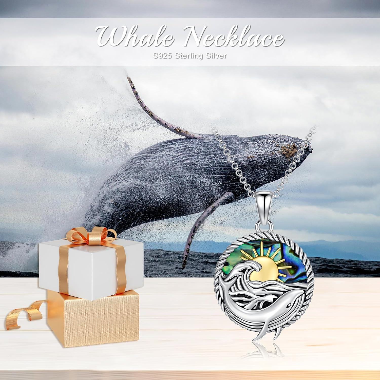 wholesale 925 Sterling Silver Ocean Wave and Dolphin Pendant Necklace-0-3