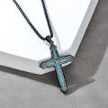wholesale 925 Sterling Silver Turquoise Inlay Celtic Cross Pendant Necklace for Men & Women - Christian Religious s-0-1