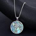 wholesale 925 Sterling Silver Sports Pendant Necklace with Basketball Player Design and Abalone Shell Inlay - Mens Fashion s-0-2