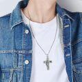 wholesale 925 Sterling Silver Saint Medal Cross Pendant with Abalone Shell Inlay and Chain - Religious Protection Amulet Jewelry for Men -0-1