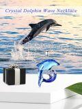 wholesale 925 Sterling Silver Blue Crystal Dolphin Wave Pendant Necklace Gift for Women Girls Mom Girlfriend-0-5