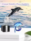 wholesale 925 Sterling Silver Blue Crystal Dolphin Wave Pendant Necklace Gift for Women Girls Mom Girlfriend-0-5