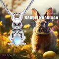 wholesale 925 Sterling Silver Rabbit Pendant Necklace Wholesale With Rainbow Moonstone Eyes-0-5