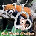 wholesale 925 Sterling Silver Heart-Shaped Red Panda Pendant Necklace for Women-0-3