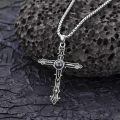 wholesale 925 Sterling Silver Oxidized Cross Pendant Necklace With Multilingual Love Projection Stone-0-1