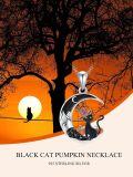 wholesale 925 Sterling Silver Crescent Moon Black Cat Witch Hat Pumpkin Pendant Necklace-0-5