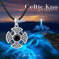 wholesale 925 Sterling Silver Black Onyx Celtic Knot Viking Pendant Necklaces for Men & Women Gifts-0-2