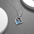 wholesale 925 Sterling Silver Dolphin Ocean Wave Blue Enamel Heart Pendant Necklace for Women-0-3