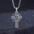 wholesale 925 Sterling Silver Celtic Knot Trinity Circle Cross Pendant Necklace  Norse Viking Jewelry for Men Women-0-4