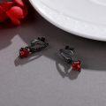 wholesale 925 Sterling Silver Heart-Shaped Red Crystal Wing Dangle Earrings Gothic  for Women-0-1