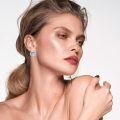 wholesale 925 Sterling Silver Hoop Earrings White Gold Plated Purple Dried Flower Jewelry For Women-0-1