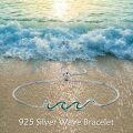 wholesale 925 Sterling Silver Green Stone Wave Adjustable Bracelet for Women - Ocean Inspired Beach Gift Idea-0-4