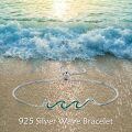 wholesale 925 Sterling Silver Green Stone Wave Adjustable Bracelet for Women - Ocean Inspired Beach Gift Idea-0-4