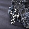 wholesale 925 Sterling Silver Black Stone Fishing Hook & Deer Antlers Mens Cross Necklace Hunt  for Him-0-1