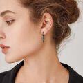wholesale 925 Sterling Silver Green Stone Cross Drop Earrings for Women Punk Style s-0-3